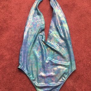 *SOLD* Tie dye metallic blue bodysuit